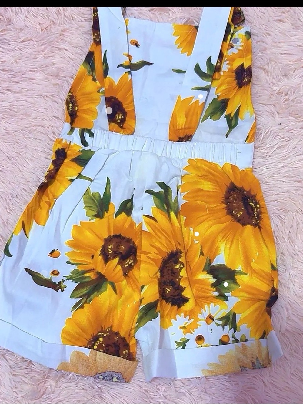 PatPat White Sunflower Print Overall Shorts